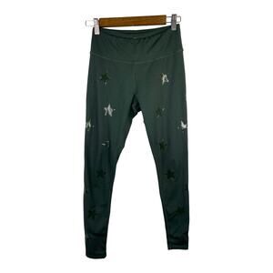 Jessica Simpson Womens The Warmup Green Star Ankle Leggings size Small